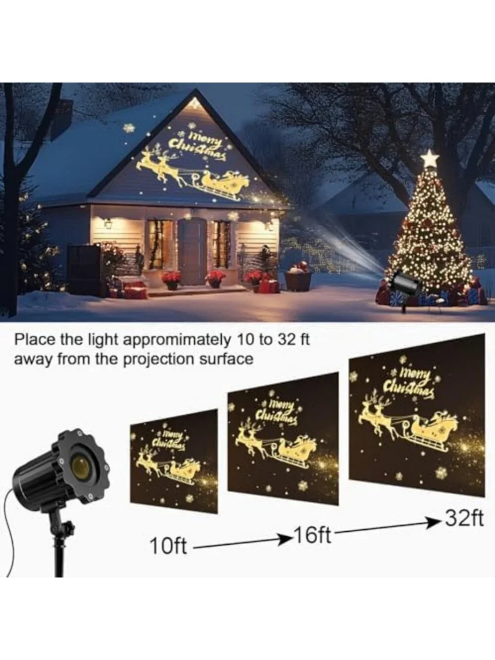 3D Christmas Projector Lights - Waterproof Holiday Decor for Indoor & Outdoor